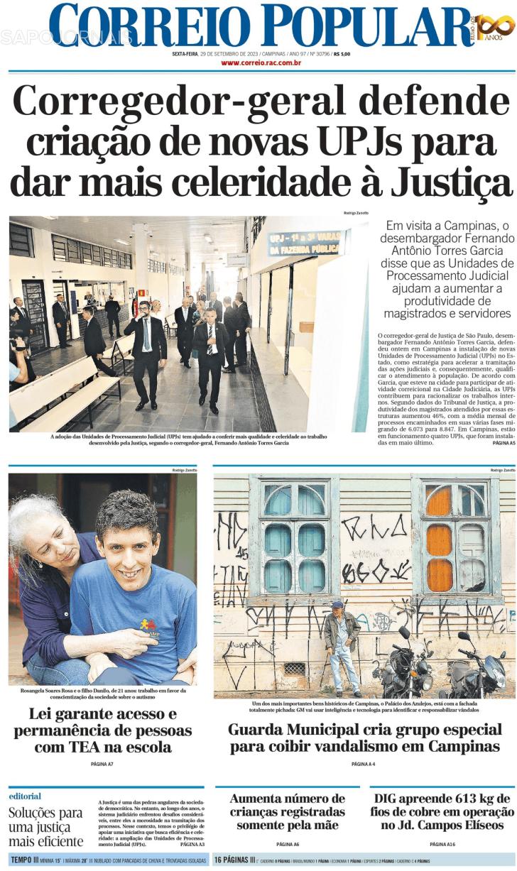 Capa Correio Popular - 2023-09-29