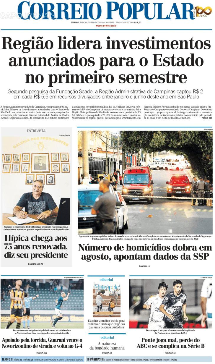 Capa Correio Popular - 2023-10-02