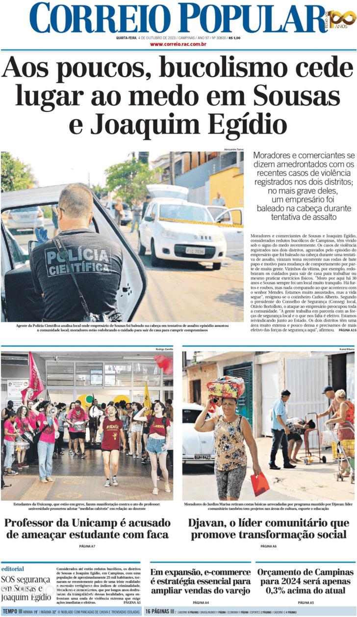 Capa Correio Popular - 2023-10-04