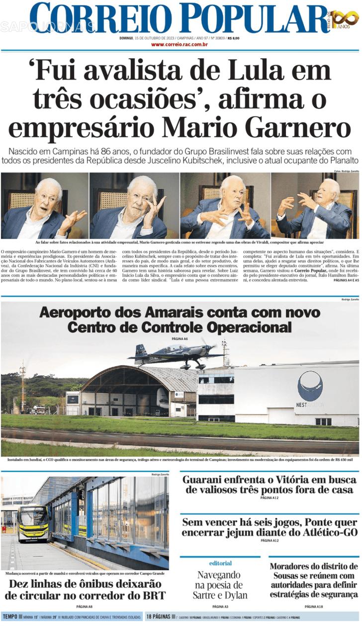 Capa Correio Popular - 2023-10-15