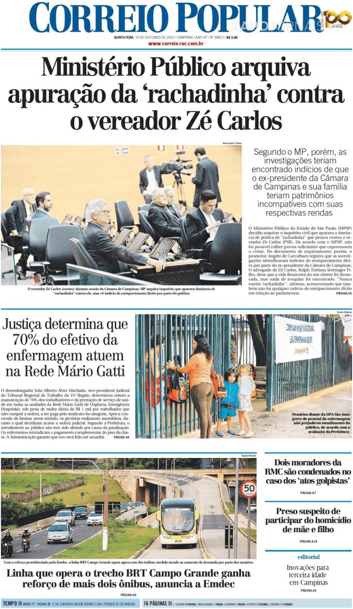 Capa Correio Popular - 2023-10-19