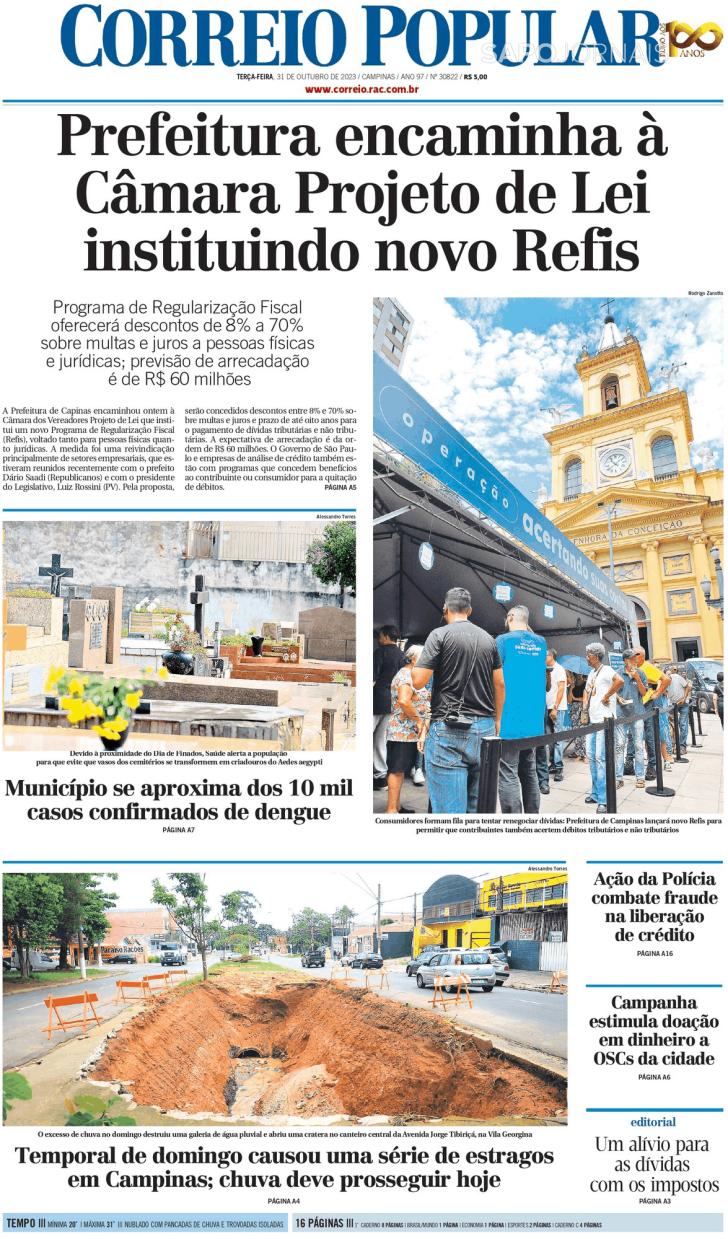 Capa Correio Popular - 2023-10-31