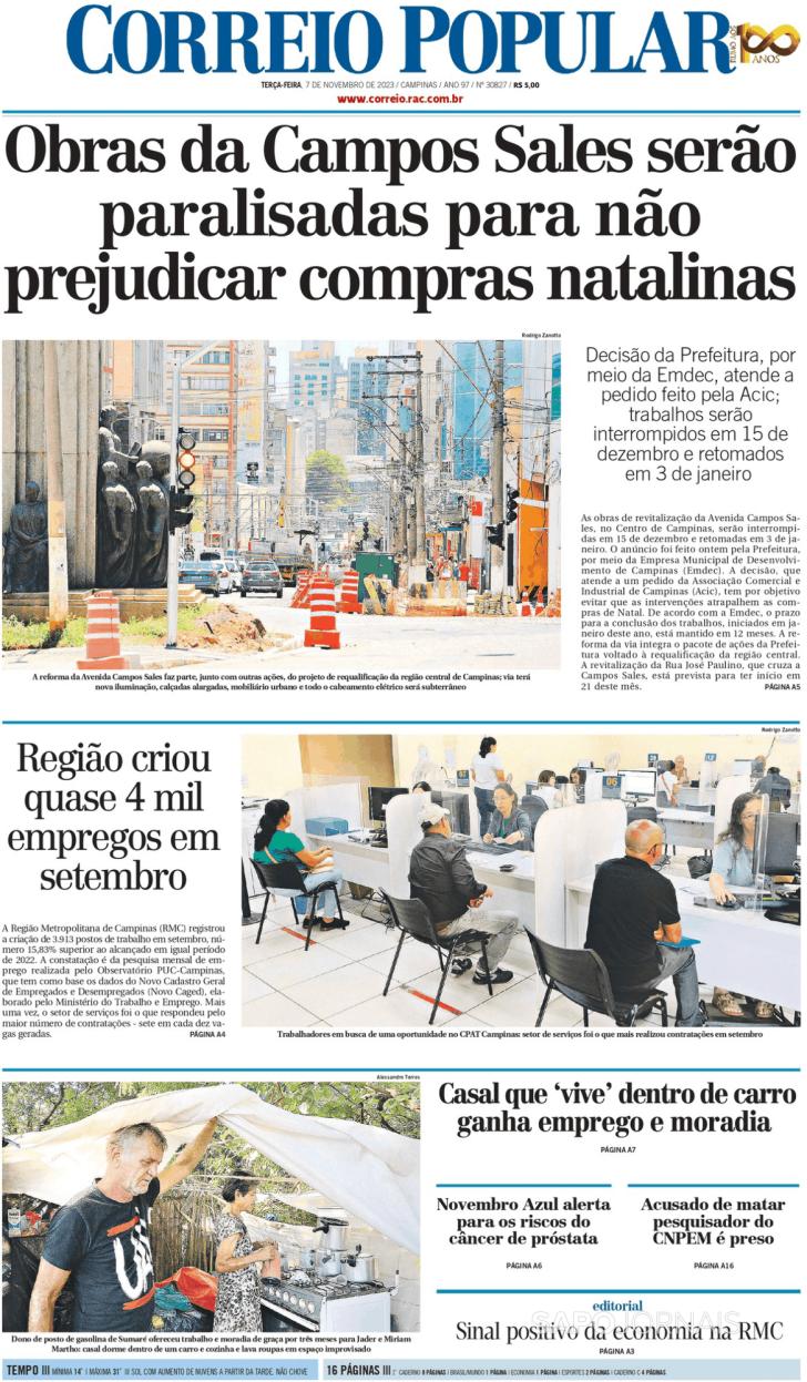 Capa Correio Popular - 2023-11-07