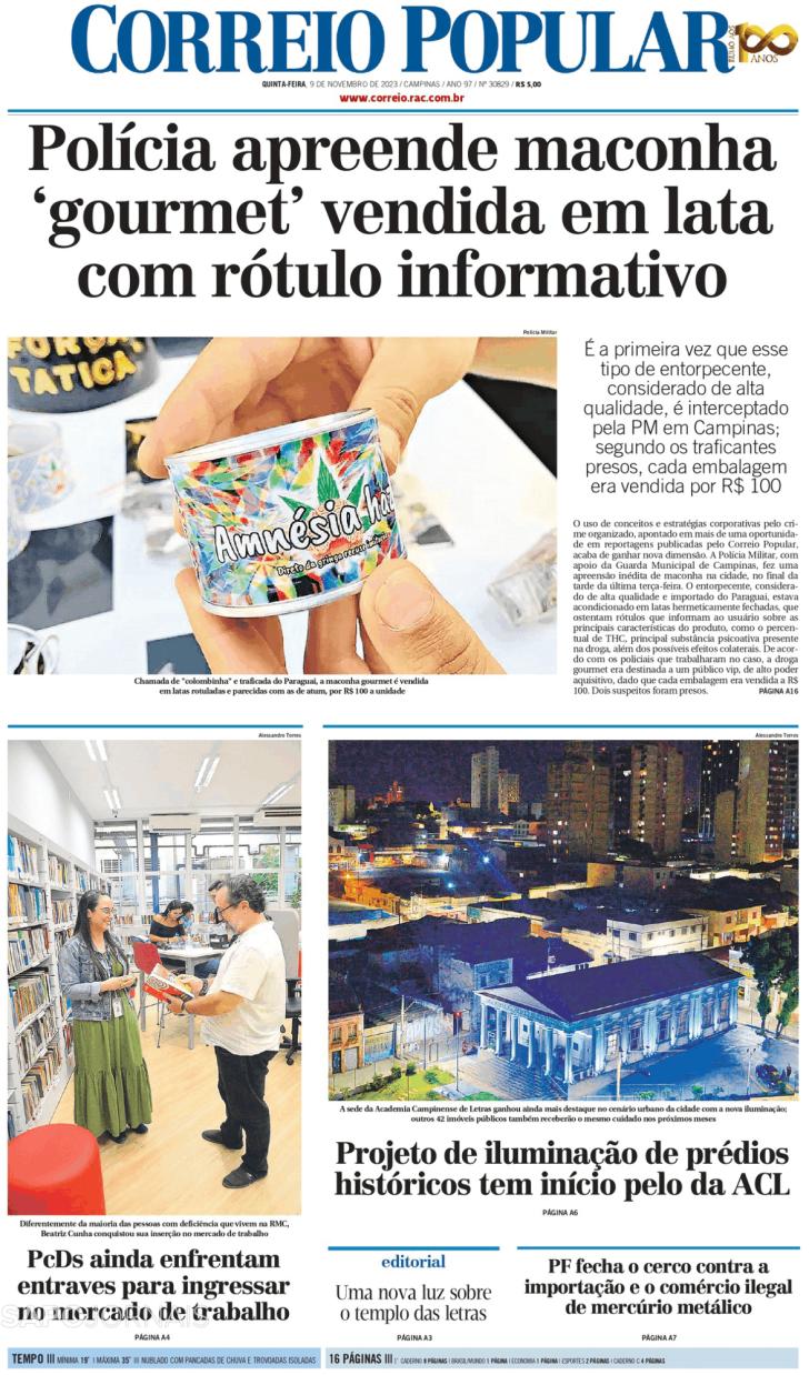 Capa Correio Popular - 2023-11-09