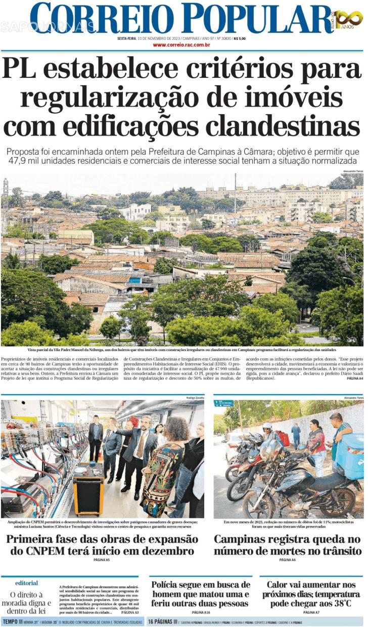 Capa Correio Popular - 2023-11-10