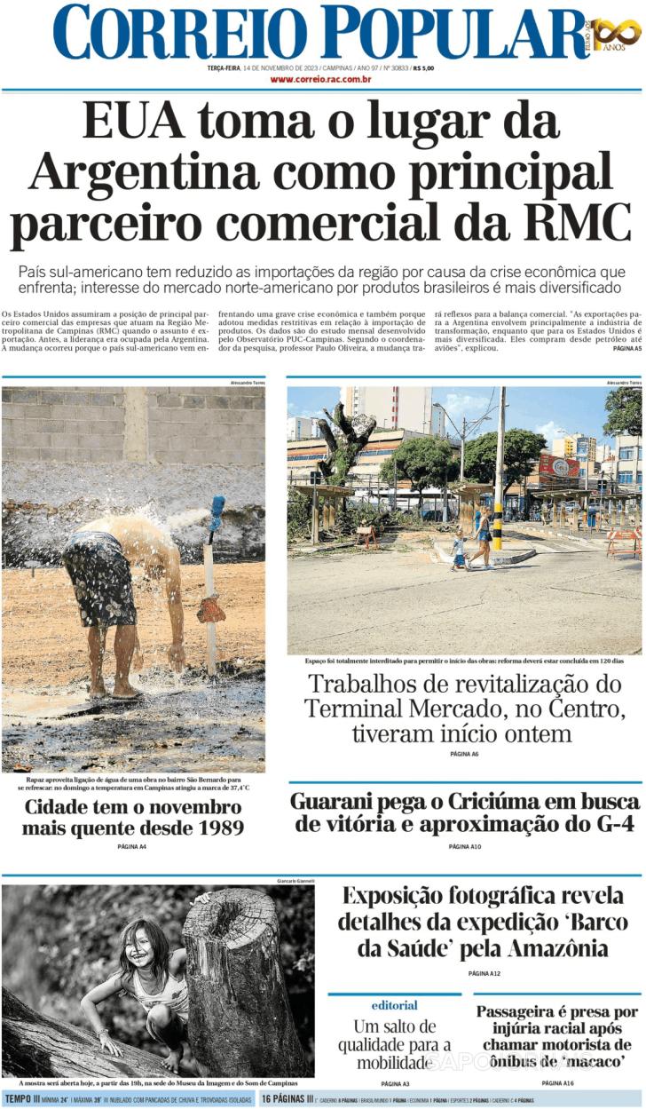 Capa Correio Popular - 2023-11-14