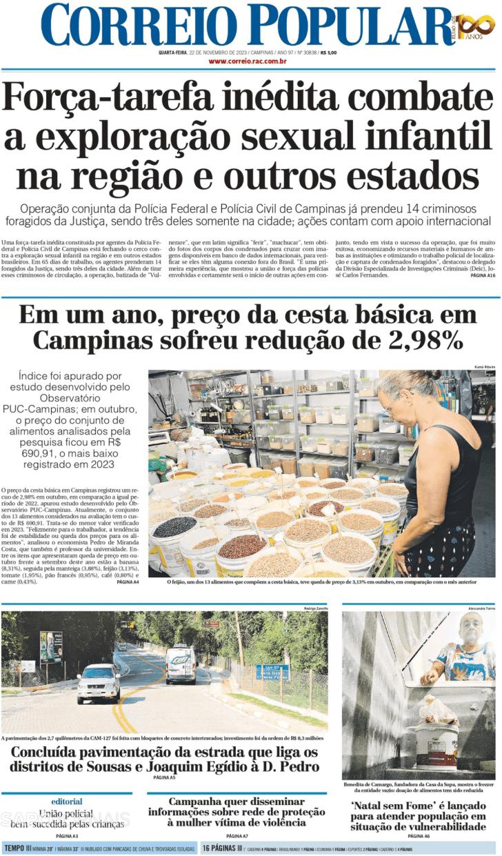 Capa Correio Popular - 2023-11-22