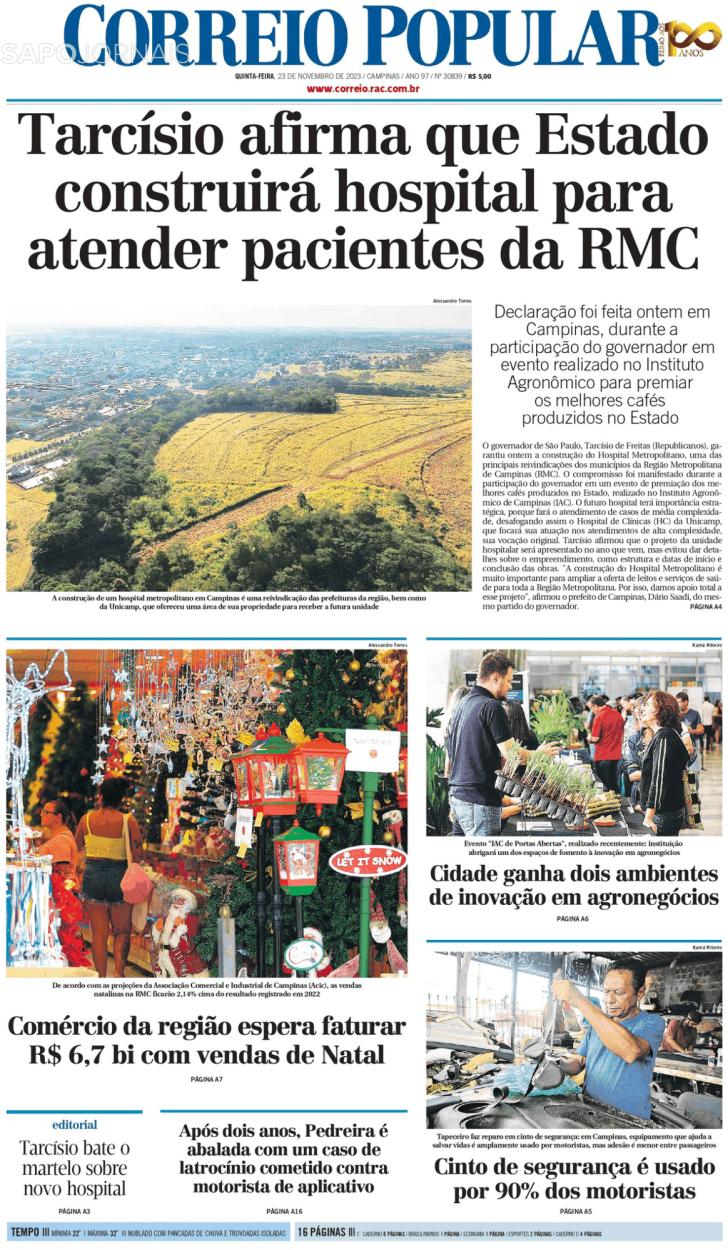 Capa Correio Popular - 2023-11-23