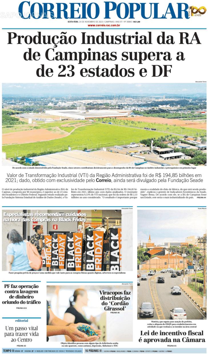 Capa Correio Popular - 2023-11-24