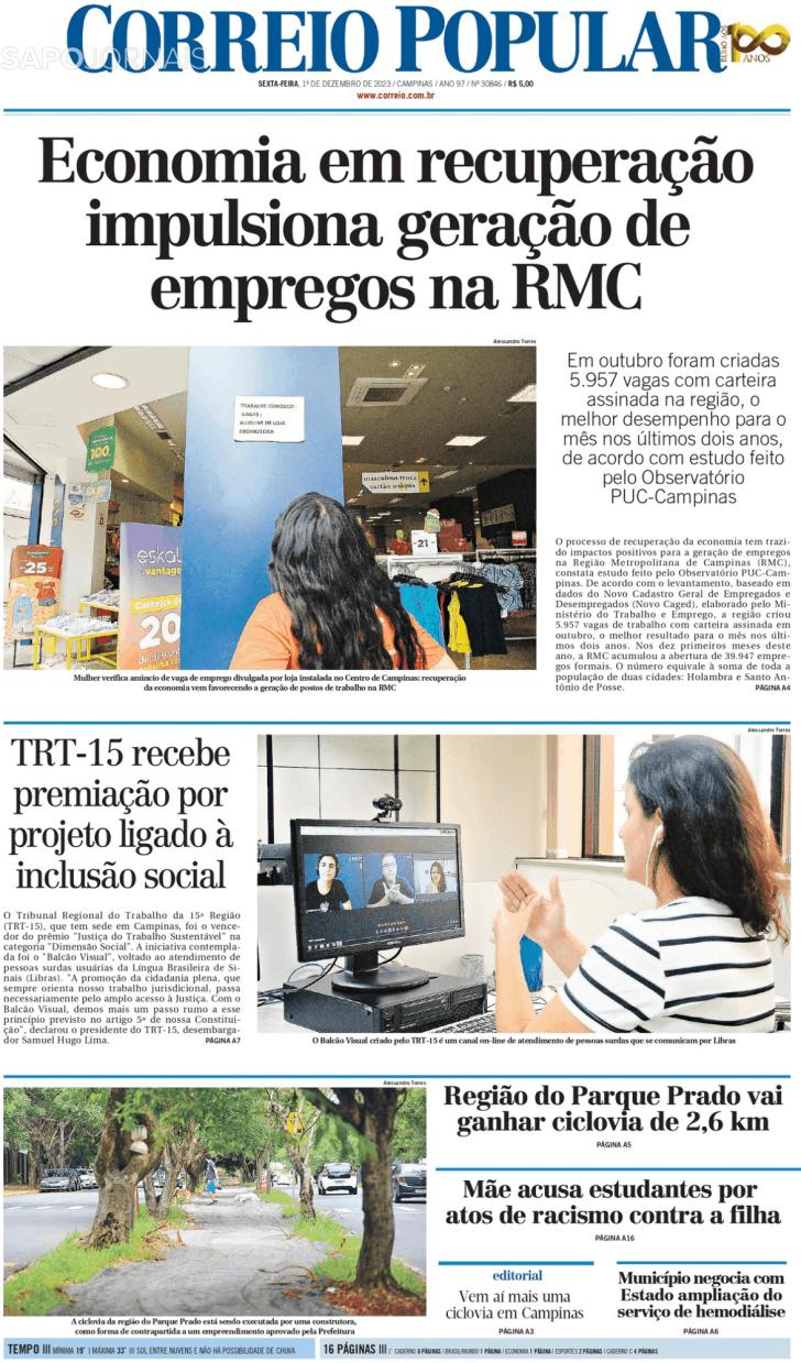 Capa Correio Popular - 2023-12-01