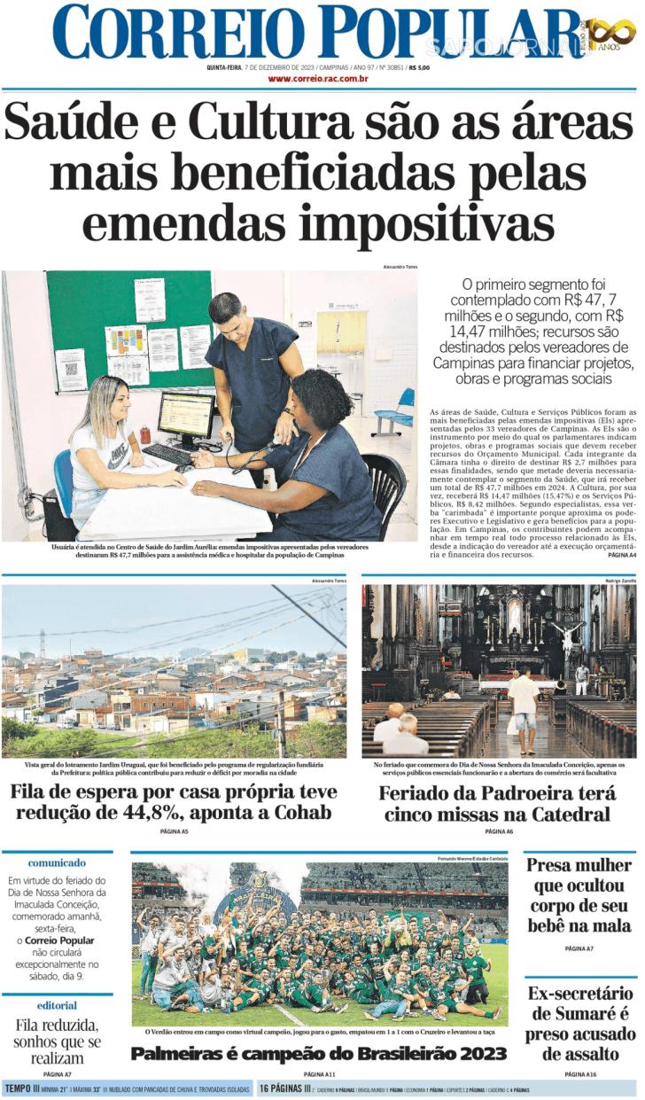 Capa Correio Popular - 2023-12-07