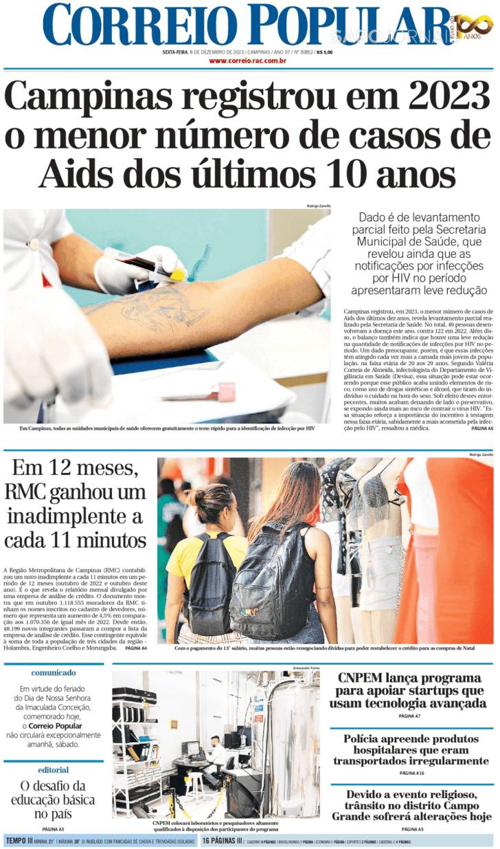 Capa Correio Popular - 2023-12-08