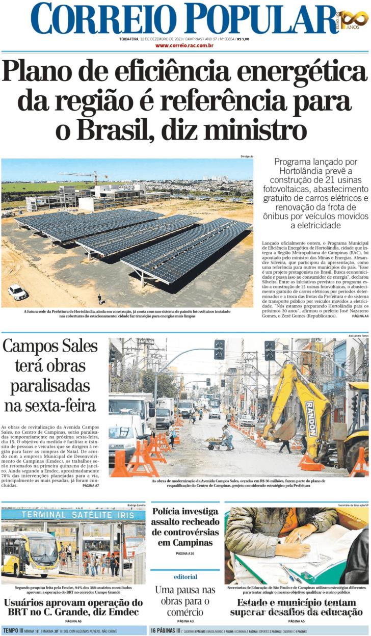 Capa Correio Popular - 2023-12-12