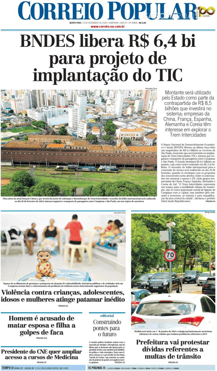 Capa Correio Popular - 2023-12-14