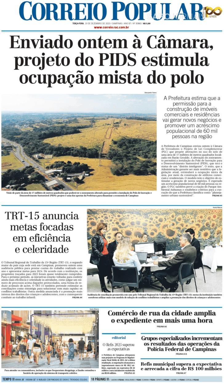 Capa Correio Popular - 2023-12-19