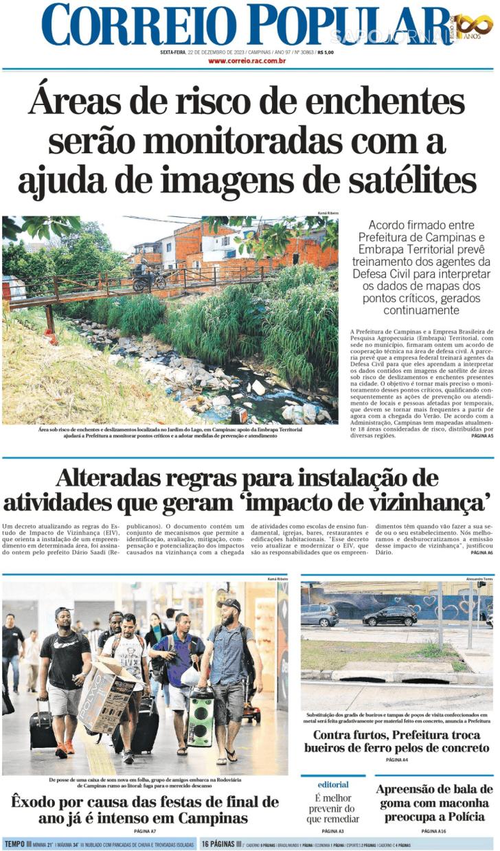 Capa Correio Popular - 2023-12-22