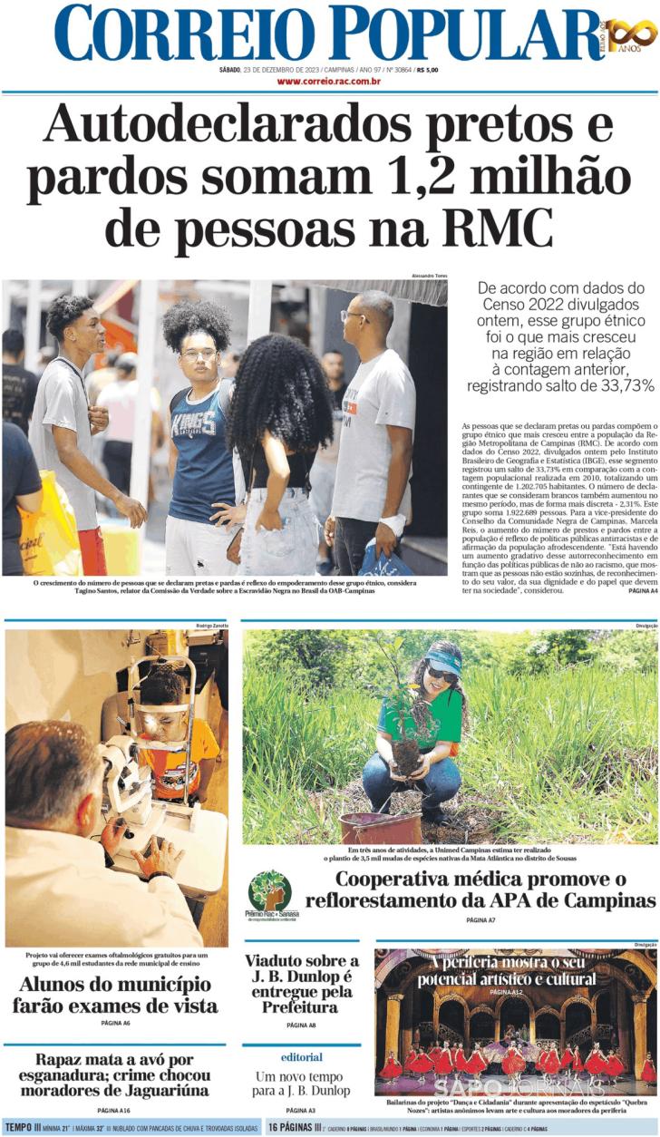 Capa Correio Popular - 2023-12-23