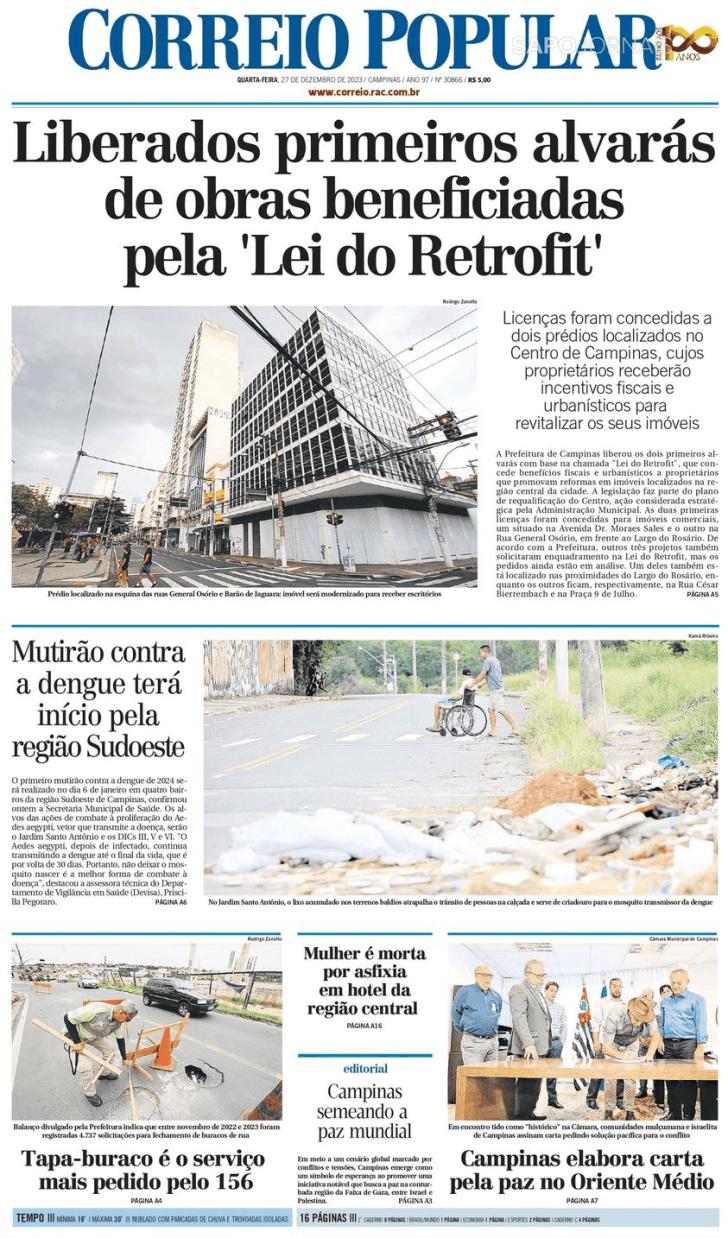 Capa Correio Popular - 2023-12-27