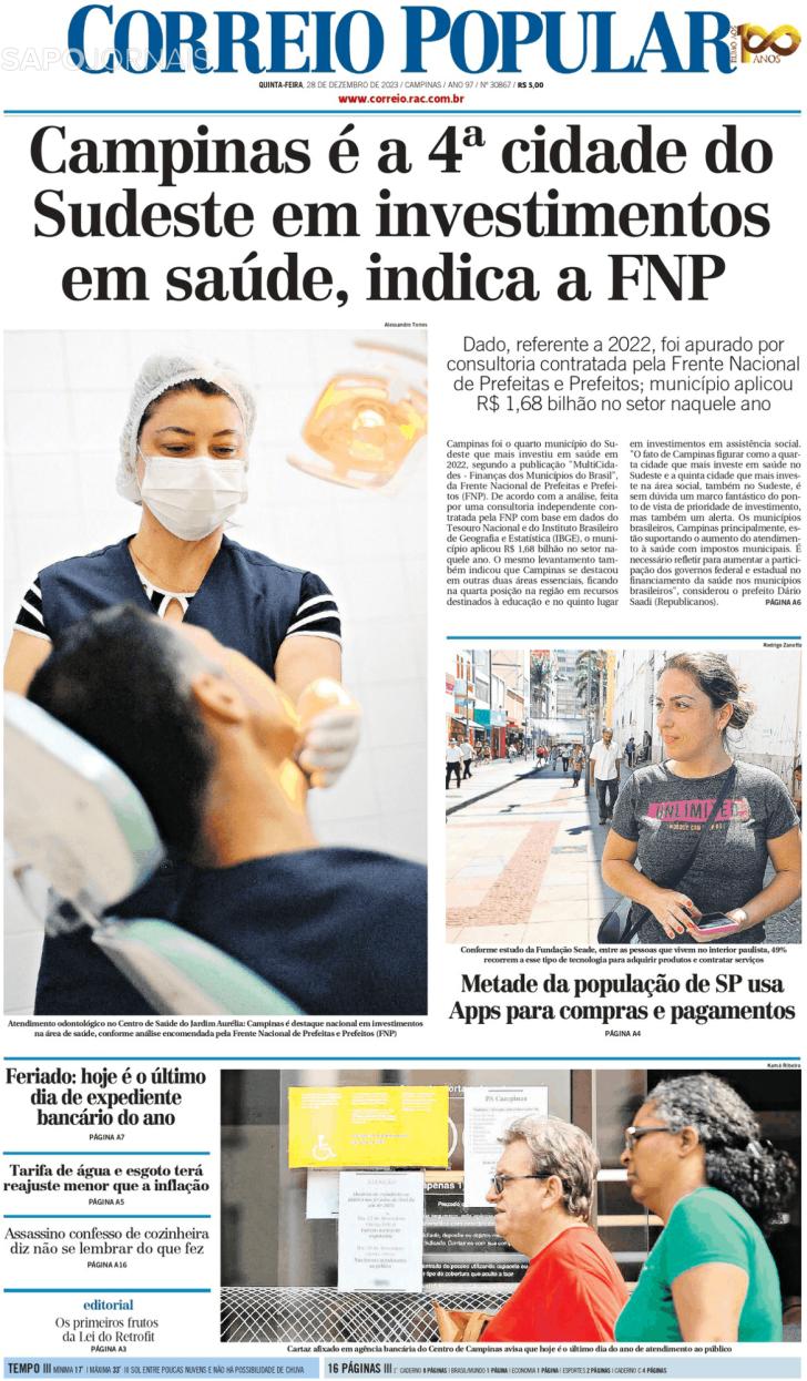 Capa Correio Popular - 2023-12-28