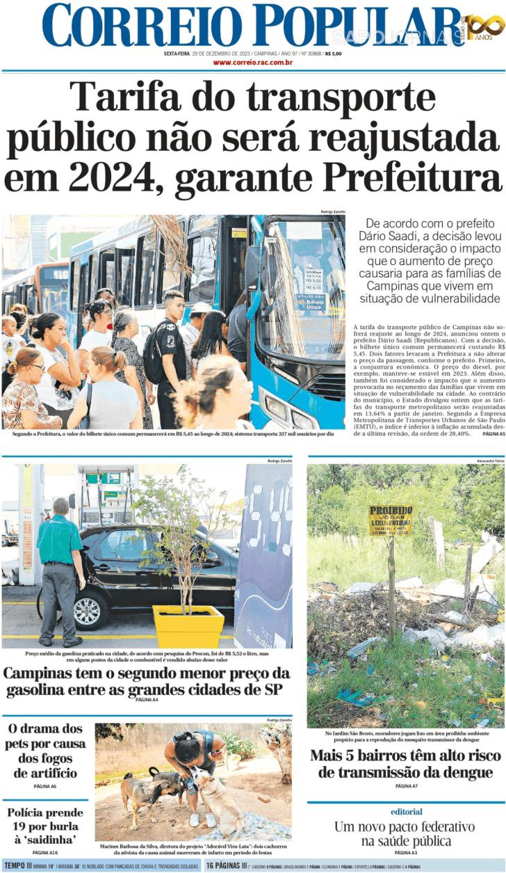Capa Correio Popular - 2023-12-29