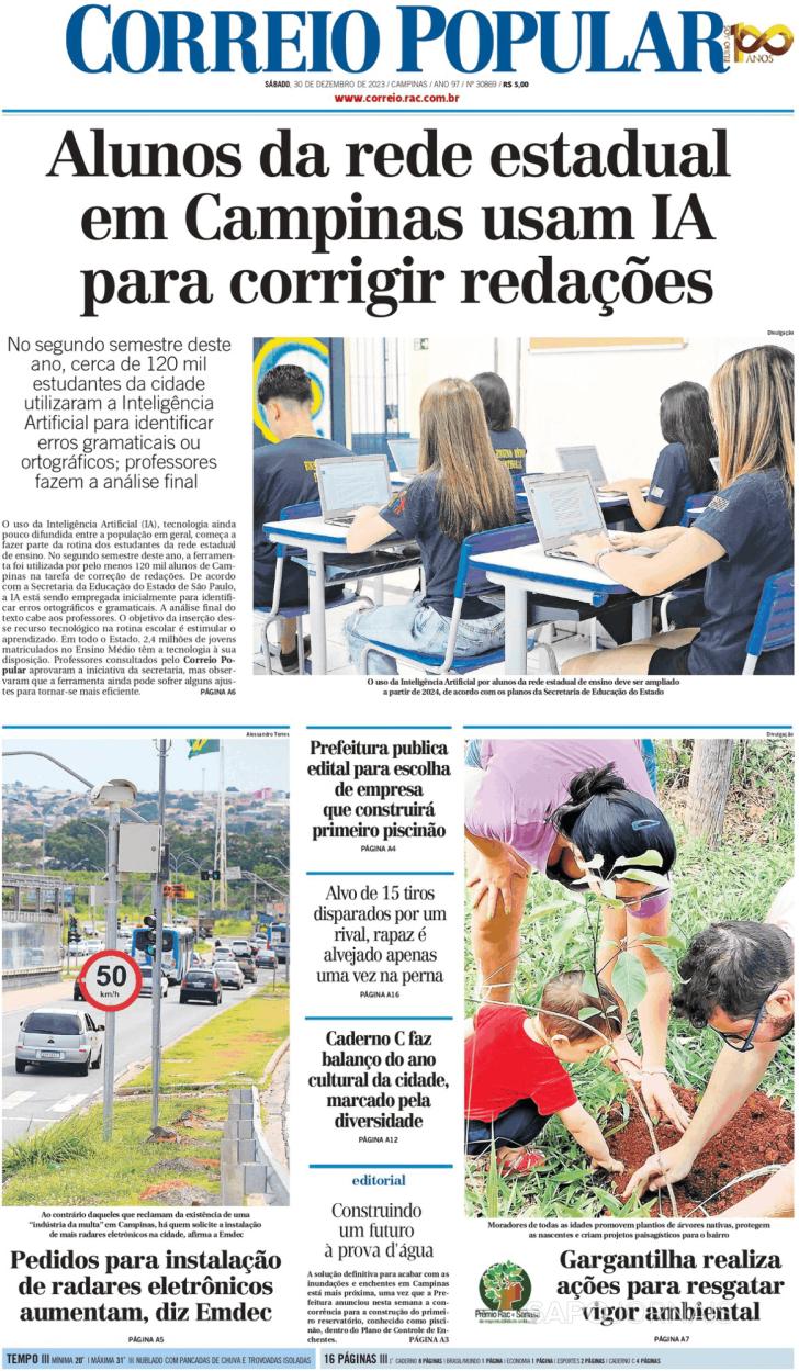 Capa Correio Popular - 2023-12-30