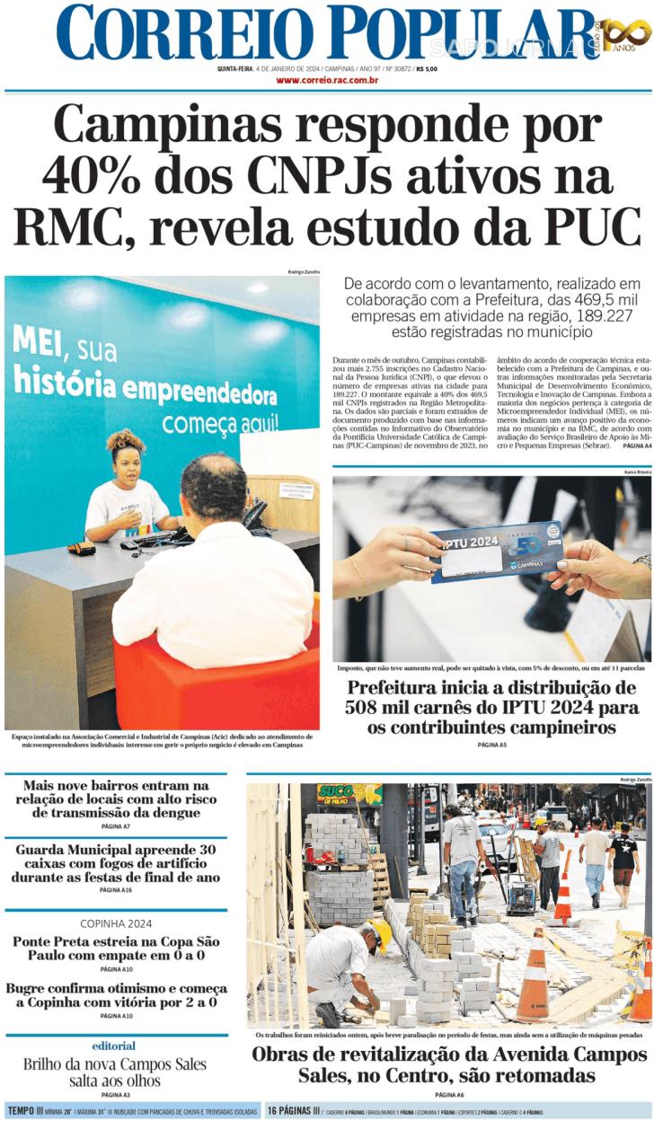 Capa Correio Popular - 2024-01-04