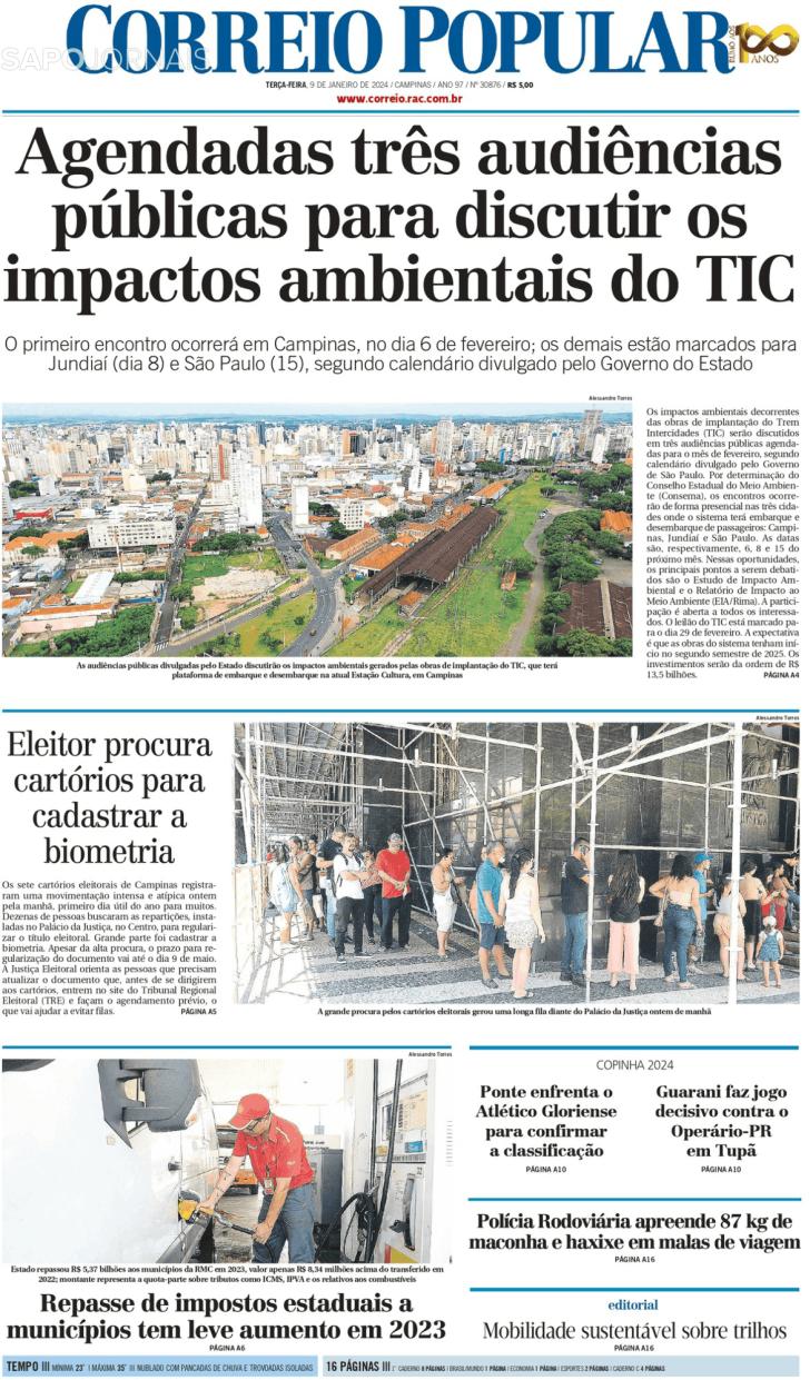 Capa Correio Popular - 2024-01-09