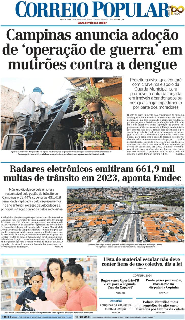 Capa Correio Popular - 2024-01-10