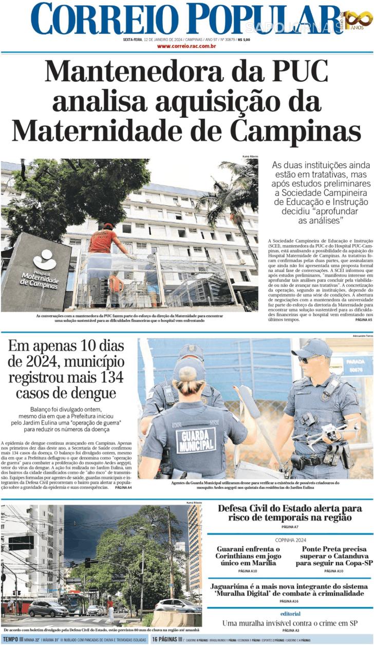 Capa Correio Popular - 2024-01-12