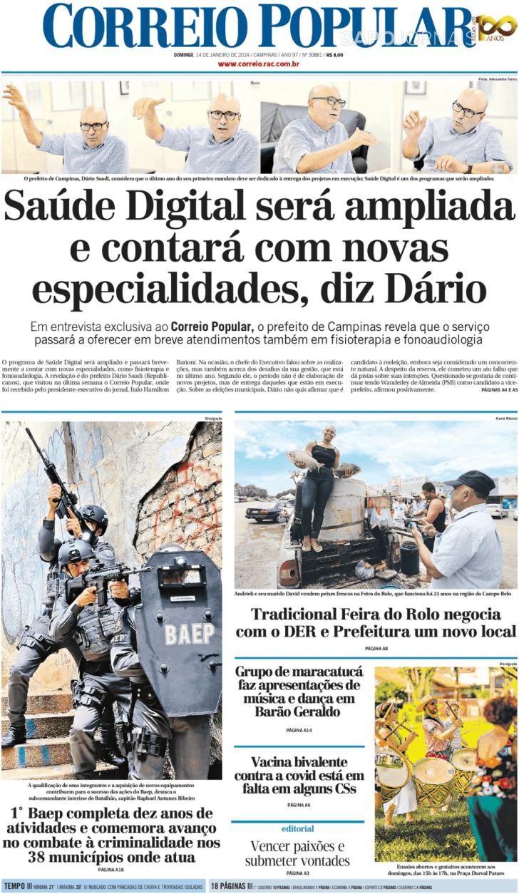 Capa Correio Popular - 2024-01-14