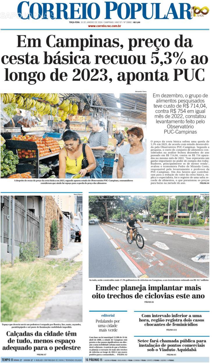 Capa Correio Popular - 2024-01-16