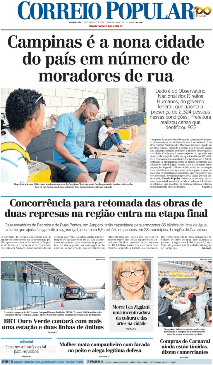 Capa Correio Popular - 2024-01-17