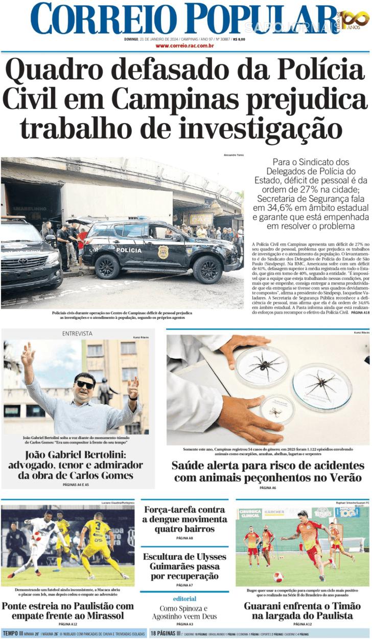 Capa Correio Popular - 2024-01-21
