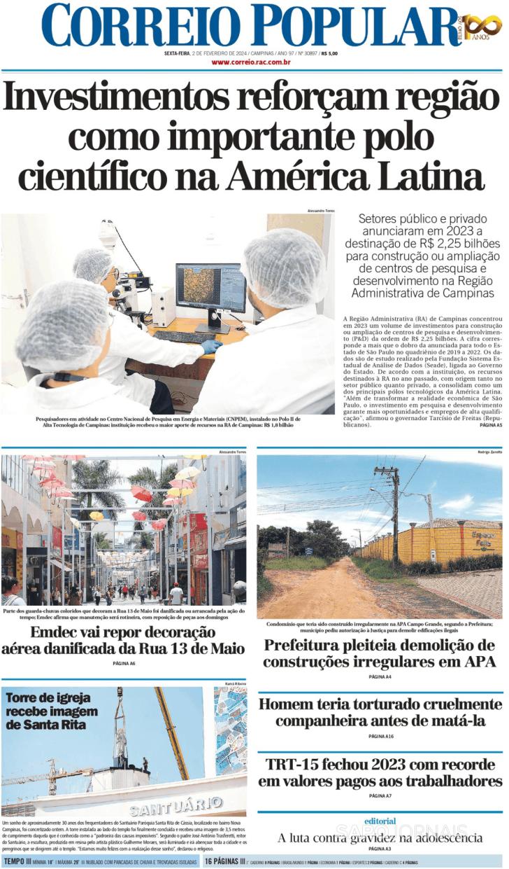 Capa Correio Popular - 2024-02-02