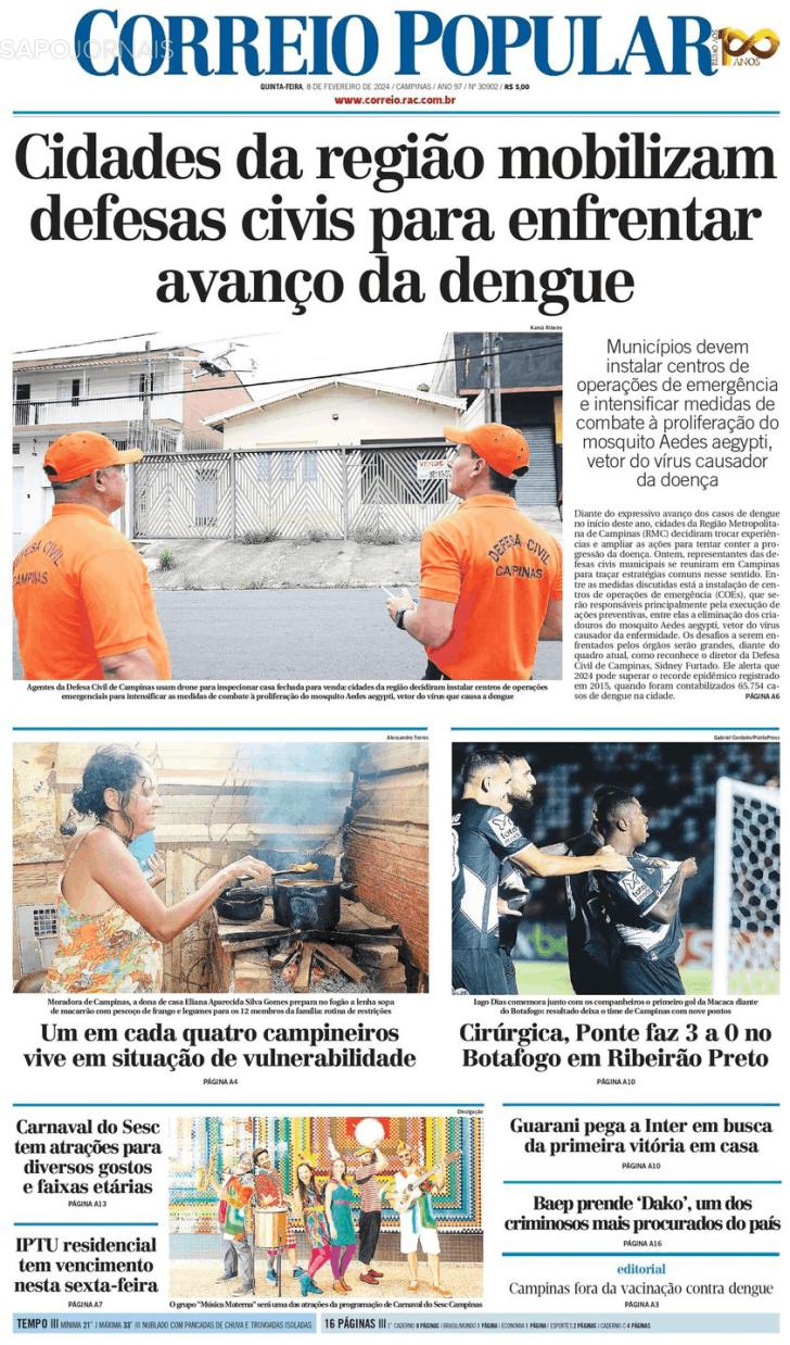 Capa Correio Popular - 2024-02-08