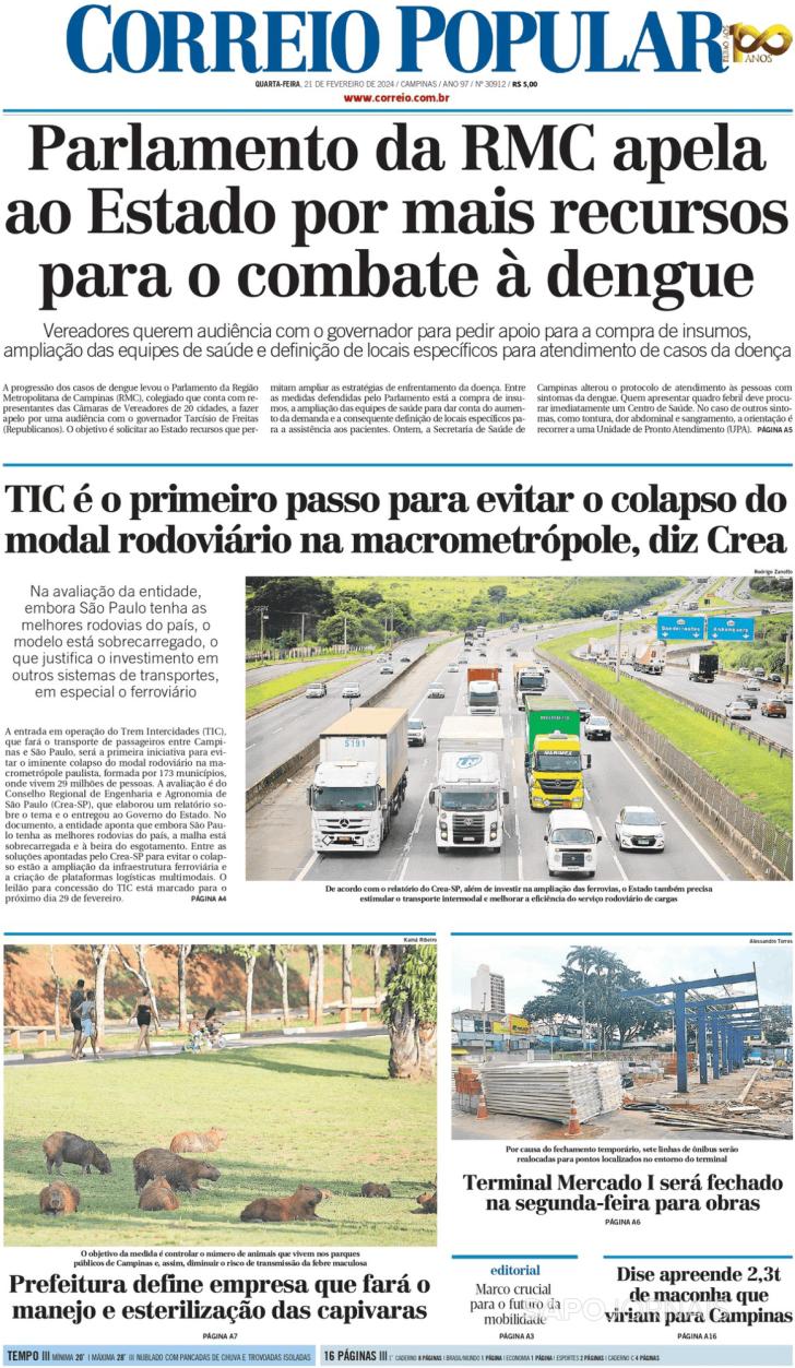 Capa Correio Popular - 2024-02-21
