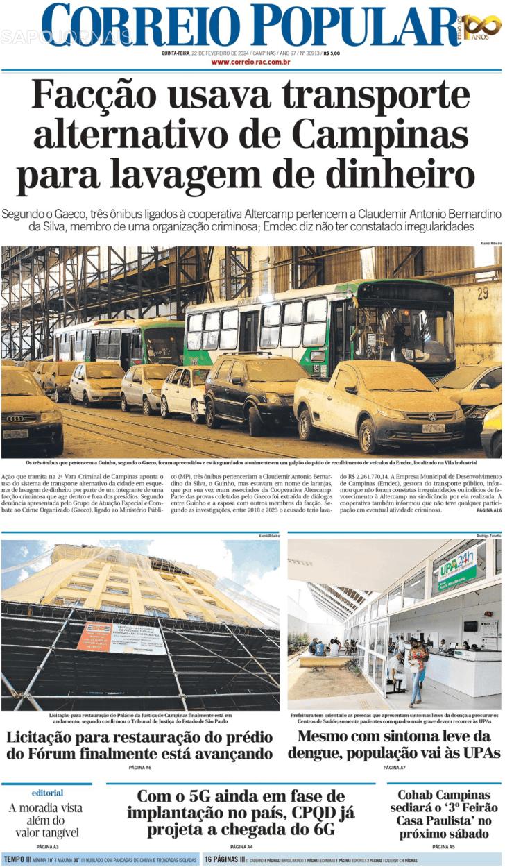 Capa Correio Popular - 2024-02-22