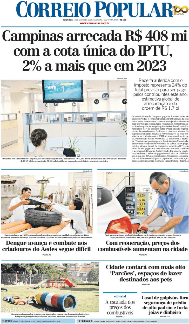 Capa Correio Popular - 2024-03-12