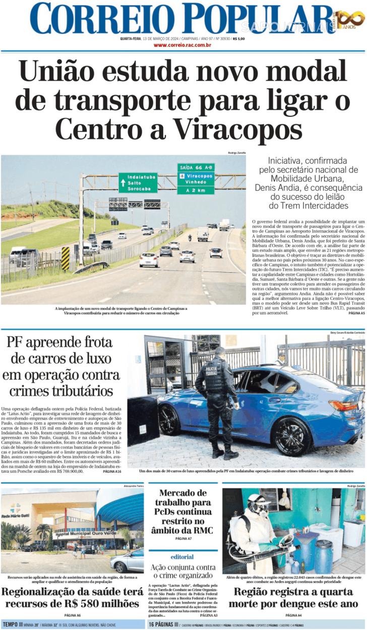 Capa Correio Popular - 2024-03-13