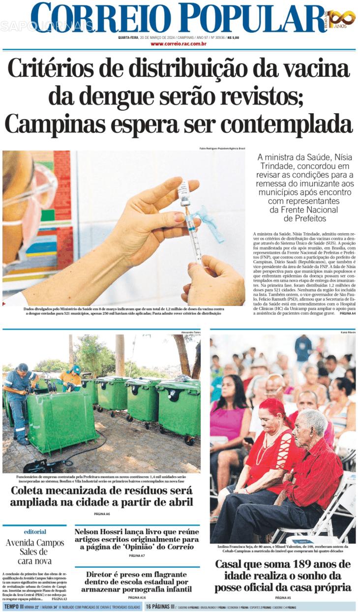 Capa Correio Popular - 2024-03-20