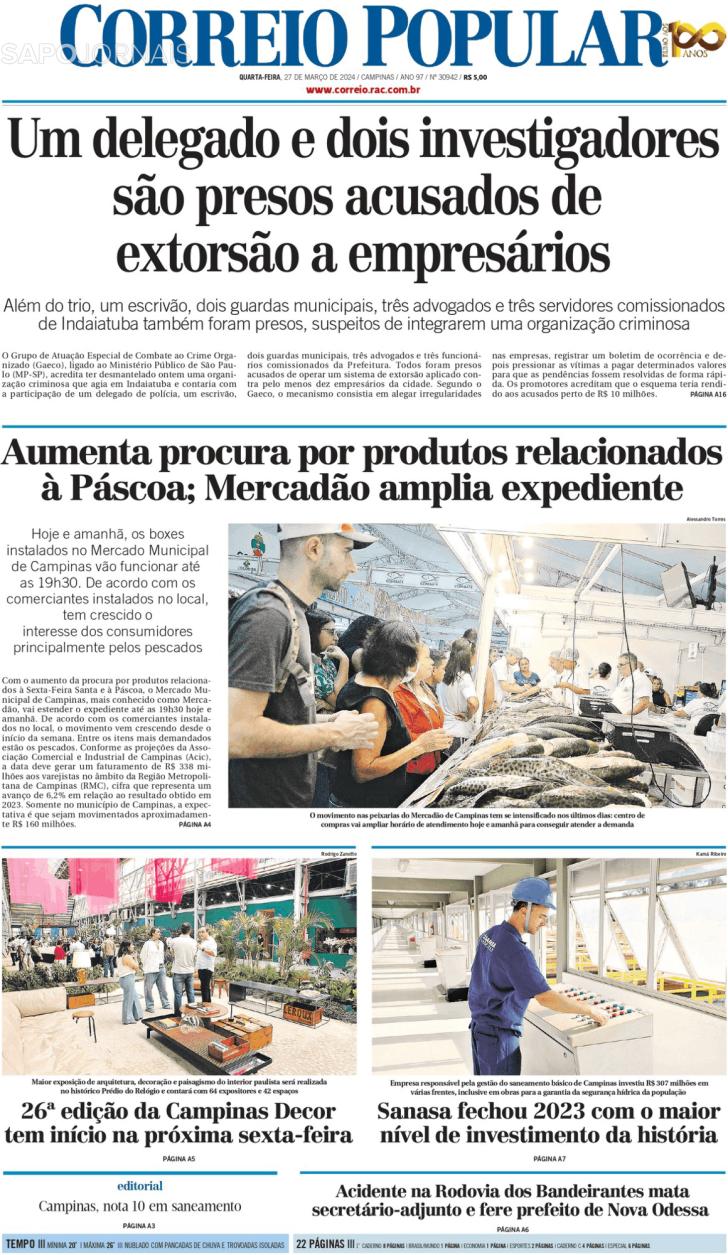 Capa Correio Popular - 2024-03-27