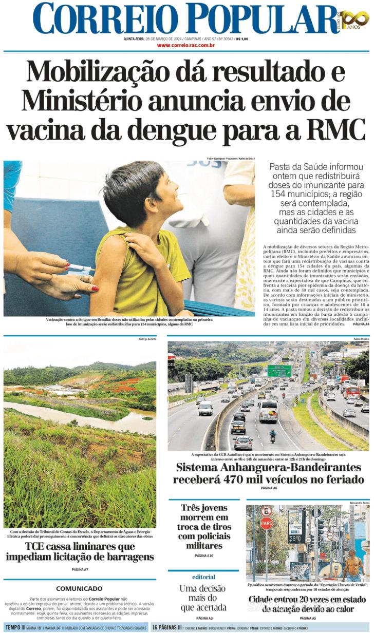 Capa Correio Popular - 2024-03-28