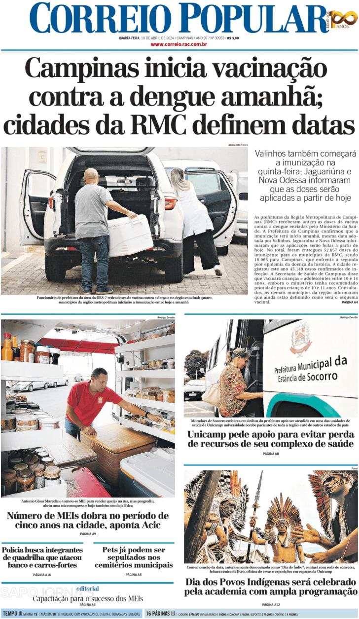 Capa Correio Popular - 2024-04-10