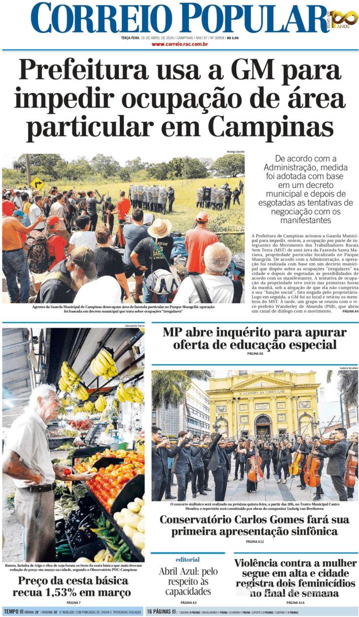Capa Correio Popular - 2024-04-16