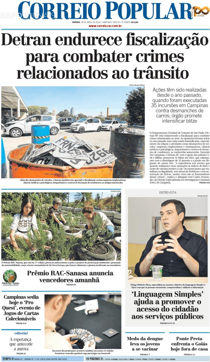 Capa Correio Popular - 2024-04-29