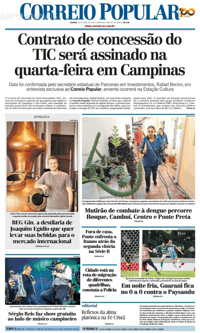 Capa Correio Popular - 2024-05-26