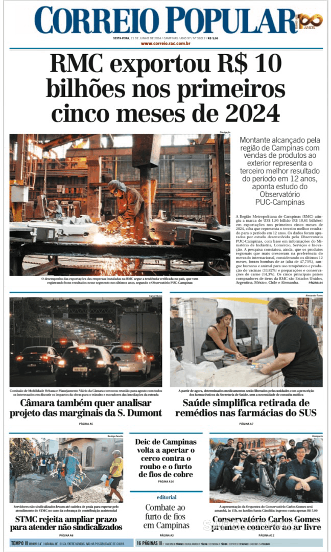 Capa Correio Popular - 2024-06-21