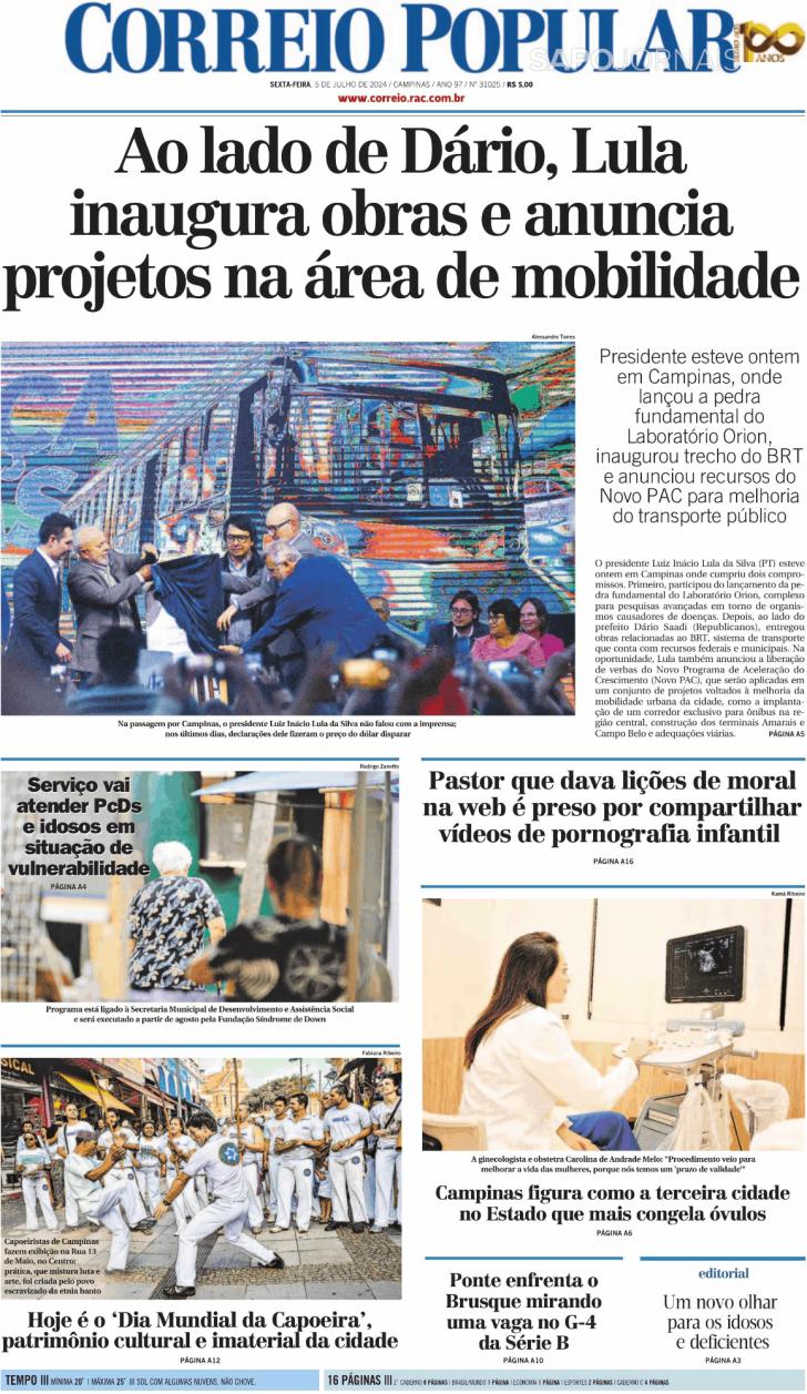 Capa Correio Popular - 2024-07-05