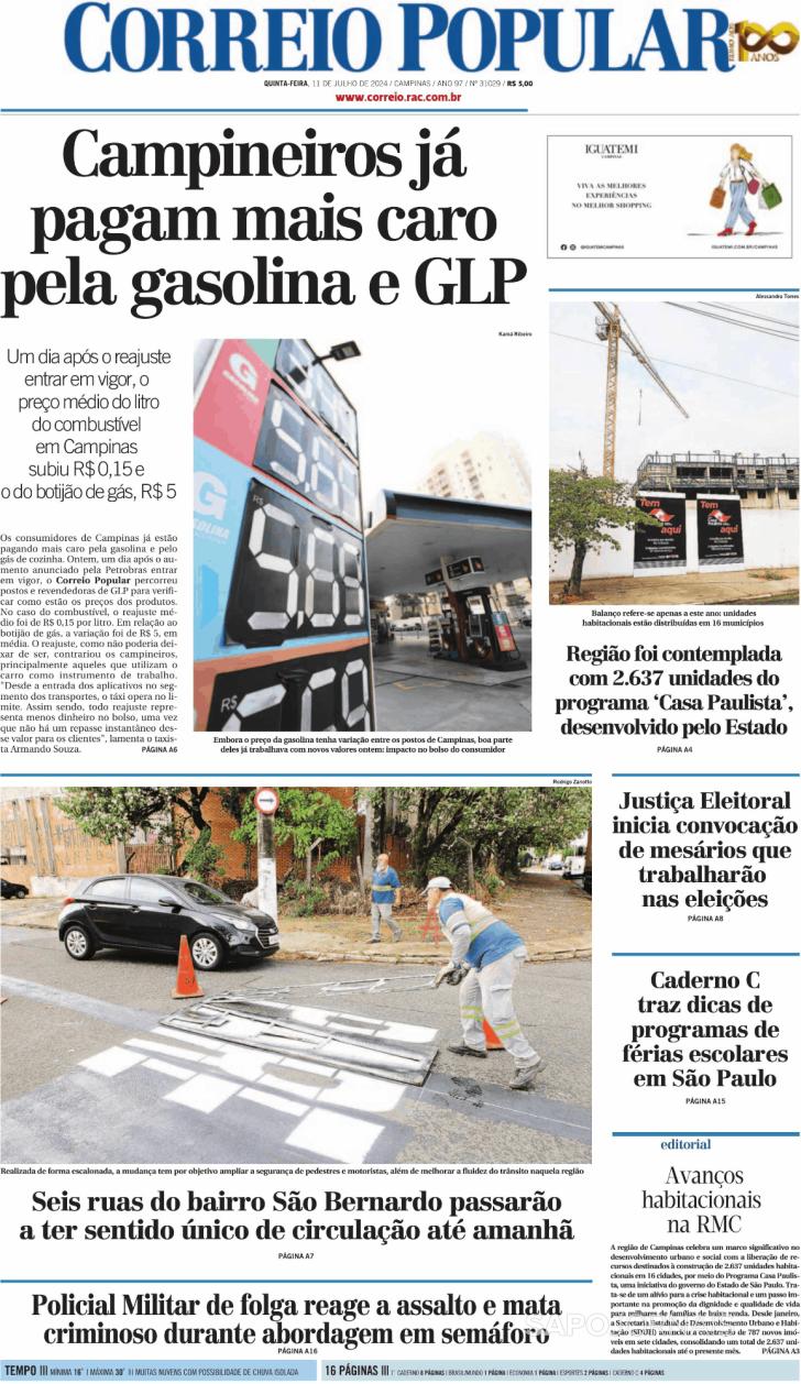Capa Correio Popular - 2024-07-11