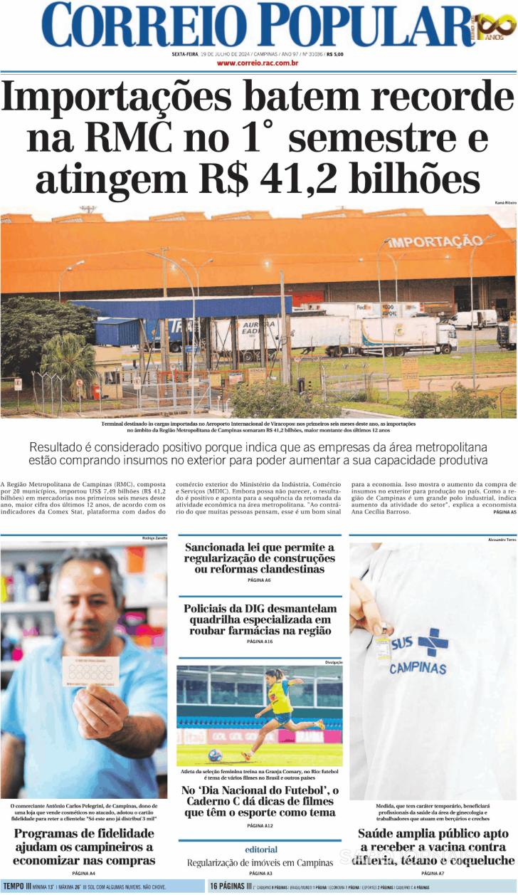 Capa Correio Popular - 2024-07-19